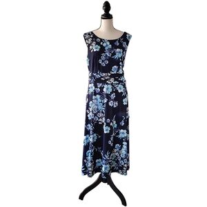 Coldwater Creek Floral Sleeveless Ruched Waist Maxi Size 16P NWOT